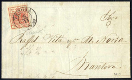 Cover 1850, Lettera Da Verona (2CO Punti 6) Del 3.11 Per Mantova Affrancata Con 3 Kreuzer Rosso Carta A Mano, Firmata Bo - Lombardije-Venetië