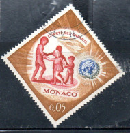 MONACO 1963 UN ONU CHILDREN' CHARTER DANCING AND UN ONU EMBLEM 5c USED USATO OBLITERE' - Usados