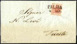 Cover 1853, Lettera Da Palma (SD Punti 4) Del 2.1 Per Trieste Affrancata Con 15 C. Rosso III Tipo Carta A Mano, Sass. 6 - Lombardo-Venetien