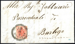 Cover 1854, Lettera Da Bergamo (D12P Punti 2) Del 6.10 Per Burligo Affrancata Con 15 C. Rosso III Tipo Carta A Mano, Sas - Lombardo-Vénétie