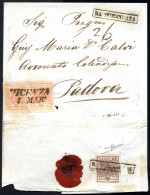 Cover 1851, Vicenza, (SI E Raccomandata Punti 2+9), Lettera Raccomandata Del 1.3.1851 Per Padova Affrancata Con Due 15 C - Lombardy-Venetia