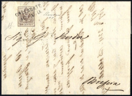 Cover 1850, Lettera Da Gallarate (SD Punti 5) Del 10.8.1850 Per Brescia Affrancata Con 30 C. Bruno Chiaro I Tipo Prima T - Lombardo-Venetien