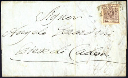 Cover 1850, Lettera Da Venezia Del 17.6 Diciasettesimo Giorno D'uso Per Cadore Affrancata Con 30 C. Bruno Chiaro I Tipo  - Lombardije-Venetië
