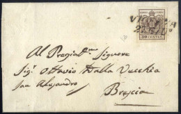 Cover 1850, Lettera Da Vicenza Del 27.6 Ventisettesimo Giorno D'uso Per Brescia Affrancata Con 30 C. Bruno Chiaro I Tipo - Lombardo-Vénétie