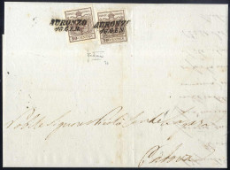 Cover 1851, Lettera Da Auronzo (SI Punti 4) Del 16.1 Per Padova Affrancata Con Due 30 C. Bruno Chiaro I Tipo Prima Tirat - Lombardy-Venetia