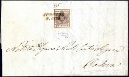 Cover 1850, Lettera Da Auronzo (SI Punti 4) Del 8.6 Ottavo Giorno D'uso Per Padova Affrancata Con 30 C. Bruno I Tipo Pri - Lombardo-Vénétie