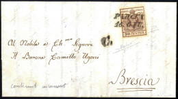 Cover 1850, Lettera Da Padova (SI Nero Azzurrastro Punti 7) Del 16.6.1850 Sedicesimo Giorno D'uso Per Brescia Affrancata - Lombardo-Vénétie