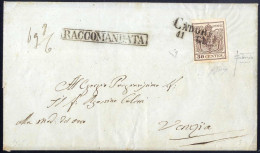 Cover 1850, Lettera Raccomandata Da Cadore (SD Punti 4+6) Del 11.6 Undicesimo Giorno D'uso Per Venezia Affrancata Con 30 - Lombardy-Venetia