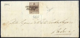 Cover 1850, Lettera Da Auronzo (SI Punti 4) Del 31.8 Per Padova Affrancata Con 30 C. Bruno Scuro I Tipo Prima Tiratura C - Lombardije-Venetië