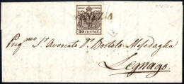 Cover 1850, Lettera Da Venezia Del 5.6 Quinto Giorno D'uso Per Legnago Affrancata Con 30 C. Bruno Scuro I Tipo Prima Tir - Lombardy-Venetia
