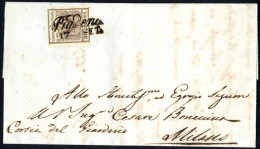 Cover 1851, Lettera Da Piadena (Cor. Punti 5) Del 17.9 Per Milano Affrancata Con 30 C. Bruno Scuro I Tipo Prima Tiratura - Lombardije-Venetië