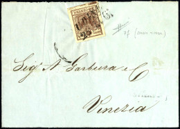 Cover 1850, Lettera Da Udine Del 25.7 Per Venezia Affrancata Con 30 C. Bruno I Tipo Carta A Mano, Spazio Tipografico In  - Lombardo-Venetien