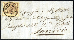 Cover 1854, Lettera Da Codogno (C1 Punti 2) Del 7.4 Per Sondrio Affrancata Con 30 C. Bruno II Tipo, Sass. 9 - Lombardo-Vénétie