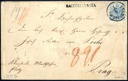 Cover 1851, Feldpost N°1 (C1 Punti 12) Lettera Raccomandata Da Bologna Il 1.4 Per Prag (Austria) Affrancata Con 45 C. Az - Lombardo-Vénétie