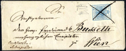 Cover 1851, Lettera Per Vienna (Austria) Affrancata Con 45 C. Azzurro I Tipo Carta A Mano Annullato Con Tratti Incrociat - Lombardije-Venetië