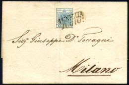 Cover 1850, Lettera Da Venezia Del 14.6 Quattordicesimo Giorno D'uso Per Milano Affrancata Con 45 C. Azzurro Chiaro I Ti - Lombardo-Venetien