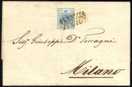 Cover 1850, Lettera Da Venezia Del 14.6 Quattordicesimo Giorno D'uso Per Milano Affrancata Con 45 C. Azzurro Chiaro I Ti - Lombardy-Venetia