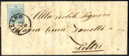 Cover 1854, Lettera Da Milano Del 14.6 Per Feltre Affrancata Con 45 C. Azzurro II Tipo Carta A Mano, Firmata AD, Sass. 1 - Lombardije-Venetië