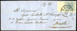 Cover 1854, Lettera Da Padova Del 21.11 Per Trieste Affrancata Con 45 C. Azzurro Ardesia II Tipo Carta A Mano, Angolo Di - Lombardije-Venetië