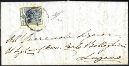 Cover 1857, Lettera Da Brescia Del 24.1 Per Lugano (Svizzera) Affrancata Con 45 C. Oltremare Grigiastro Chiaro III Tipo  - Lombardo-Vénétie