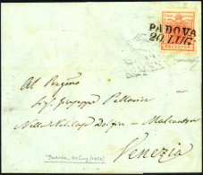 Cover 1851, Lettera Da Padova Del 20.7 Per Venezia Affrancata Con 15 C. Rosso Vermiglio I Tipo Carta A Coste Verticali,  - Lombardije-Venetië