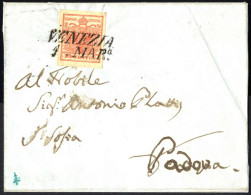 Cover 1851, Lettera Da Venezia Il 1.3 Per Padova Affrancata Con 15 C. Rosso Vermiglio II Tipo Carta A Coste Verticali, C - Lombardo-Vénétie