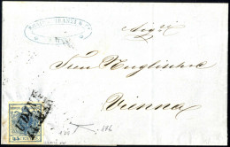 Cover 1853, Lettera Da Udine Del 14.3 Per Vienna (Austria), Affrancata Con 45 C. Azzurro Ardesia I Tipo Carta A Coste Ve - Lombardo-Vénétie