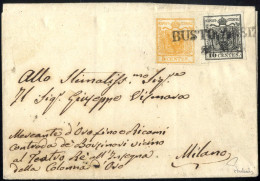 Cover 1858, Lettera Da Busto Arsizio (SD Punti 4) Per Milano Affrancata Con 5 C. Arancio Carico (bordo Di Foglio A Destr - Lombardy-Venetia