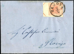Cover 1854, Lettera Da Padova Del 2.4 Per Rovigo Affrancata Con 15 C. Rosa Vermiglio III Tipo Carta A Macchina, Bordo Di - Lombardo-Venetien