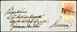Cover 1856, Lettera Da Padova Del 17.8 Per Vicenza Affrancata Con 15 C. Rosso III Tipo Carta A Macchina, Angolo Di Fogli - Lombardo-Veneto
