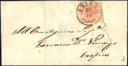 Cover 1858, Ariano, CO Punti 9, Lettera Del 27.10.1858 Per Crespino Affrancata Con 15 C. Rosa III Tipo Carta A Macchina, - Lombardije-Venetië