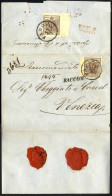 Cover 1855, Lettera Raccomandata Da Padova Del 17.7 Per Venezia Affrancata Con 30 C. Bruno Carta A Macchina Con Bordo Di - Lombardo-Vénétie