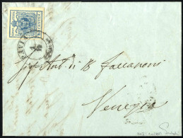Cover 1858, Lettera Da Pavia Del 1.11 Primo Giorno Di Tolleranza Per Venezia Affrancata Con 45 C. Azzurro III Tipo Carta - Lombardo-Veneto