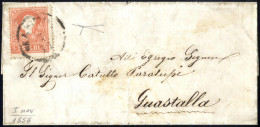 Cover 1858, Lettera Da Mantova Del 1.11 Primo Giorno D'uso Per Guastalla Affrancata Con 5 S. Rosso I Tipo, Cert. Bottacc - Lombardo-Veneto