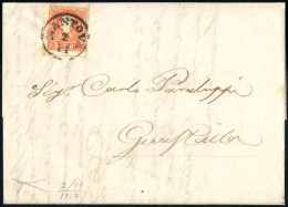Cover 1858, Lettera Da Mantova Del 2.11 Secondo Giorno D'uso Per Guastalla Affrancata Con 5 S. Rosso I Tipo, Cert. Botta - Lombardy-Venetia