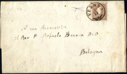 Cover 1858, Lettera Da Verona Del 2.11 Secondo Giorno D'uso Per Bologna Affrancata Con 10 S. Bruno I Tipo, Cert. Bottacc - Lombardo-Vénétie