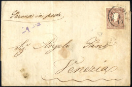 Cover 1858, Sette Lettere, 3 Con 5 S. Rosso E 4 Con 10 S. Bruno Della Seconda Emissione Con Annulli Del Primo Mese D'uso - Lombardy-Venetia