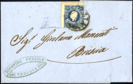 Cover 1858, Lettera Da Venezia Del 1.11 Primo Giorno D'uso Per Brescia Affrancata Con 15 S. Azzurro I Tipo, Cert. RM Die - Lombardy-Venetia