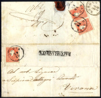 Cover 1860, Lettera Raccomandata Da Badia (C1, Raccomandata Punti 2+6) Del 20.10 Per Verona Affrancata Con Tre 5 S. Ross - Lombardo-Venetien