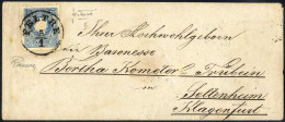 Cover 1860, Lettera Da Feltre Del 5.1 Per Seltenheim (Austria) Affrancata Con 15 S. Azzurro II Tipo, Firmata Vaccari E S - Lombardo-Veneto