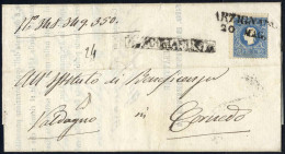 Cover 1863, Lettera Raccomandata Da Arzignano (SD Punti 3+6) Del 20.5 Per Cornedo Affrancata Con 15 S. Azzurro II Tipo,  - Lombardije-Venetië