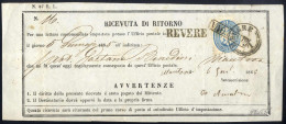 Cover 1865, Ricevuta Di Ritorno Da Revere Del 5.1 Per Mantova Affrancata Con 10 S. Azzurro Dent. 9½, Annullato Anche Con - Lombardy-Venetia