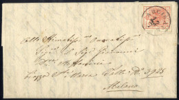 Cover Arcisate, (C1 Punti 8) Lettera Del 12.7.1856 Per Milano Affrancata Con 15 C. Rosa Ricollocato, Sass. 1200,- - Lombardy-Venetia