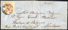 Cover Borghetto, (CO Punti R1) Lettera Del 29.10.1858 Per Milano Affrancata Con 15 C. Rosa Salmone III Tipo Carta A Macc - Lombardy-Venetia