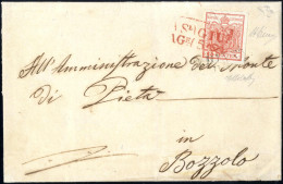 Cover Cas.l.Mag.e, (R D Rosso Punti R3) Lettera Del 5.6.1850 Quinto Giorno D'uso Per Bozzolo Affrancata Con 15 C. Rosso  - Lombardy-Venetia