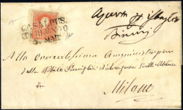 Cover Casalpus.terlengo, SD Punti 9, Lettera Del 6.3.1859 Per Milano Affrancata Con 5 S. Rosso I Tipo, Firmata Gazzi, Sa - Lombardy-Venetia