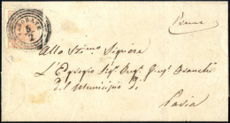 Cover Casorate, C4 Punti 10, Lettera Del 5.2 Per Pavia Affrancata Con 15 C. Rosa Chiaro III Tipo Carta A Macchina, Cert. - Lombardy-Venetia