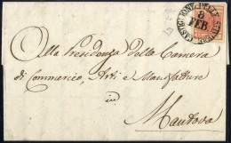Cover Castiglione Delle Stiviere,C2 Punti 5, Lettera Del 8.2.1851 Per Mantova Affrancata Con 15 C. Rosso Vermiglio I Tip - Lombardo-Vénétie
