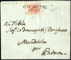 Cover Cavarzere, (SD C Integra Punti 9) Lettera Del 25.6.1850 Venticinquesimo Giorno D'uso Per Padova Affrancata Con 15  - Lombardo-Vénétie