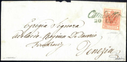 Cover Cittadella, Cor. Azzurro Punti R1, Lettera Del 20.6.1850 Ventesimo Giorno D'uso Per Venezia Affrancata Con 15 C. R - Lombardy-Venetia